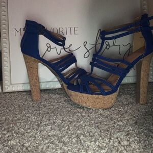 Charlotte Russe Royal Blue Cork Platform Heels